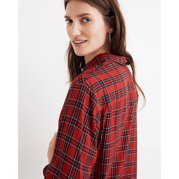 Madewell Women’s Oversized Ex-Boyfriend Shirt in Tartan Plaid Size Small - Picture 3 of 15